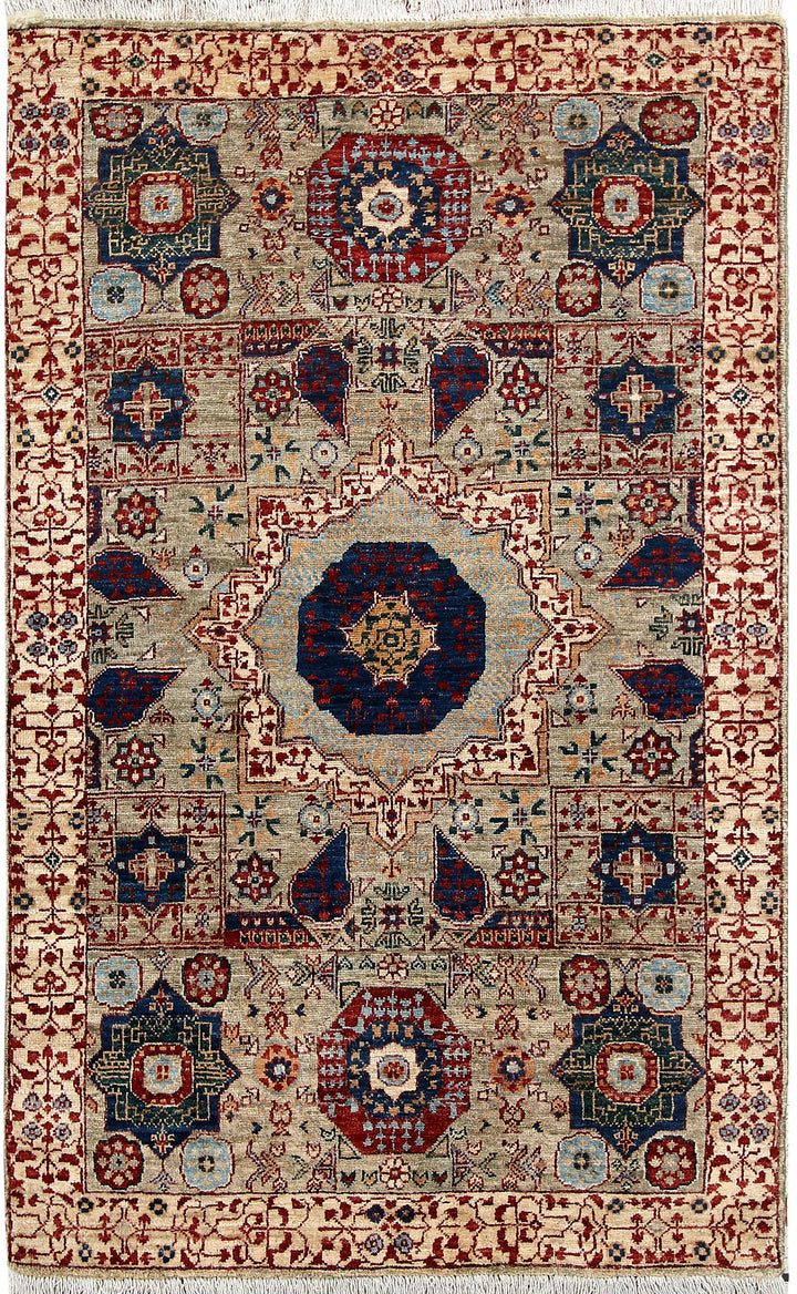 Dark Sea Green Mamluk 3' 1 x 5' 1 - No. 65943 - ALRUG Rug Store