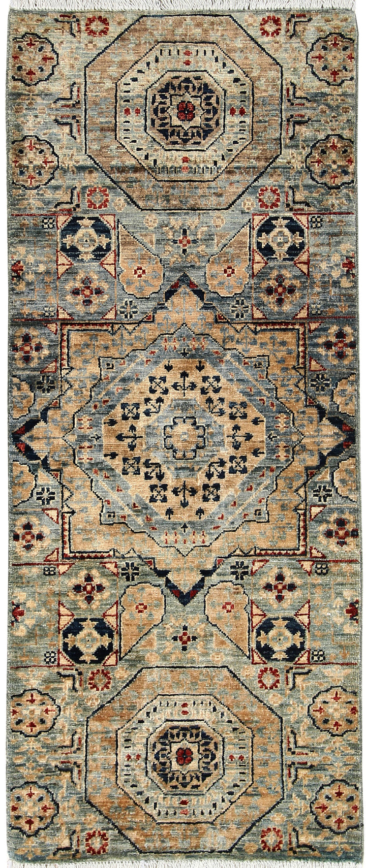 Cadet Blue Mamluk 1' 11 x 4' 9 - No. 65954 - ALRUG Rug Store