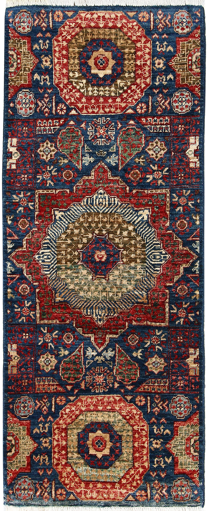 Steel Blue Mamluk 1' 11 x 4' 11 - No. 65956 - ALRUG Rug Store