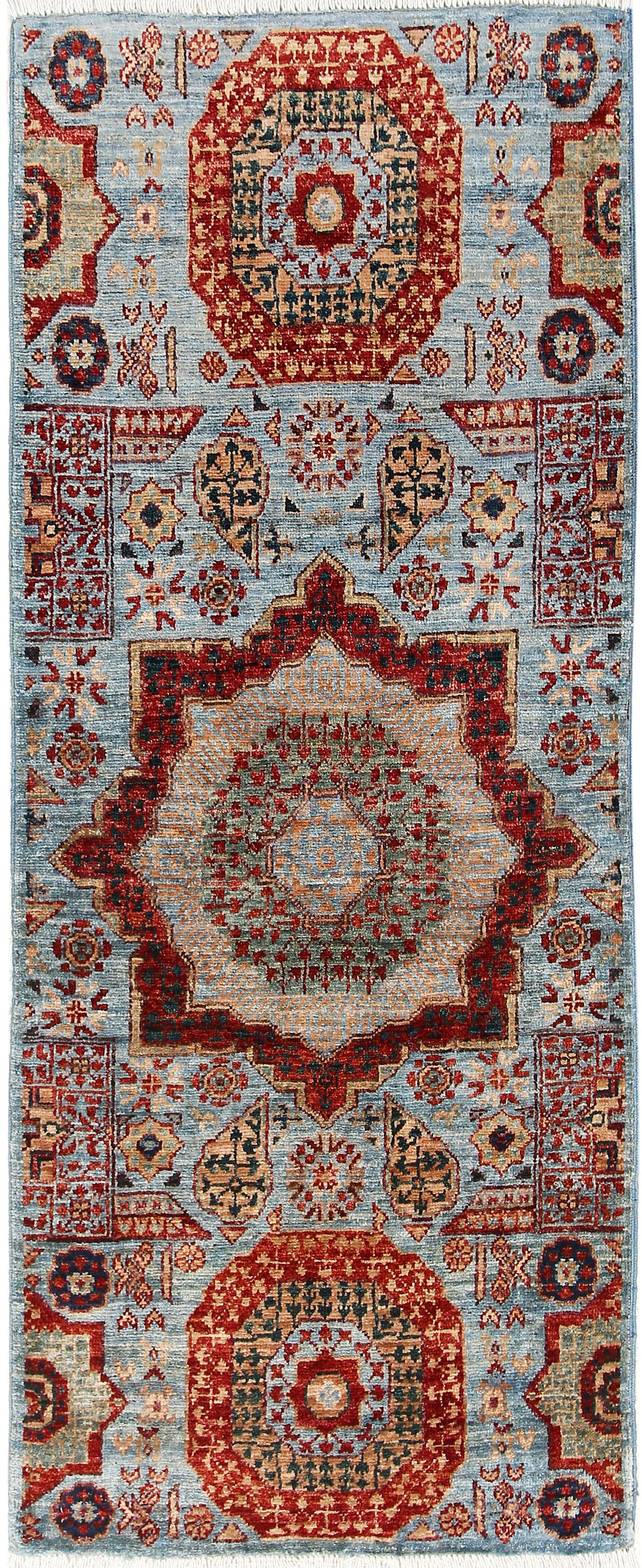 Light Blue Mamluk 2' x 5' 2 - No. 65966 - ALRUG Rug Store
