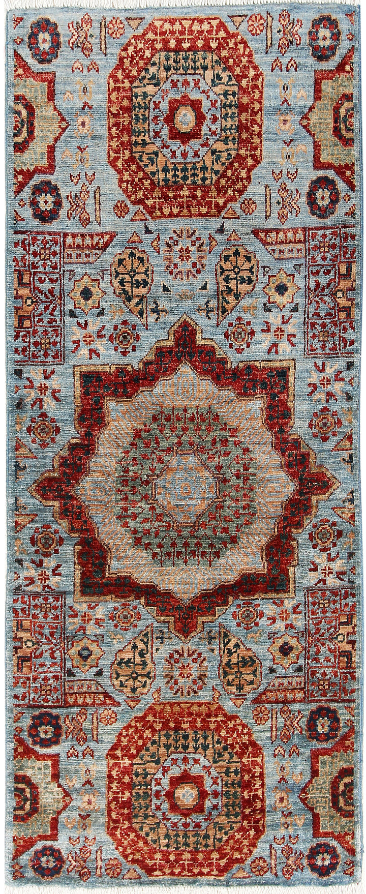 Light Blue Mamluk 2' x 5' 2 - No. 65966 - ALRUG Rug Store