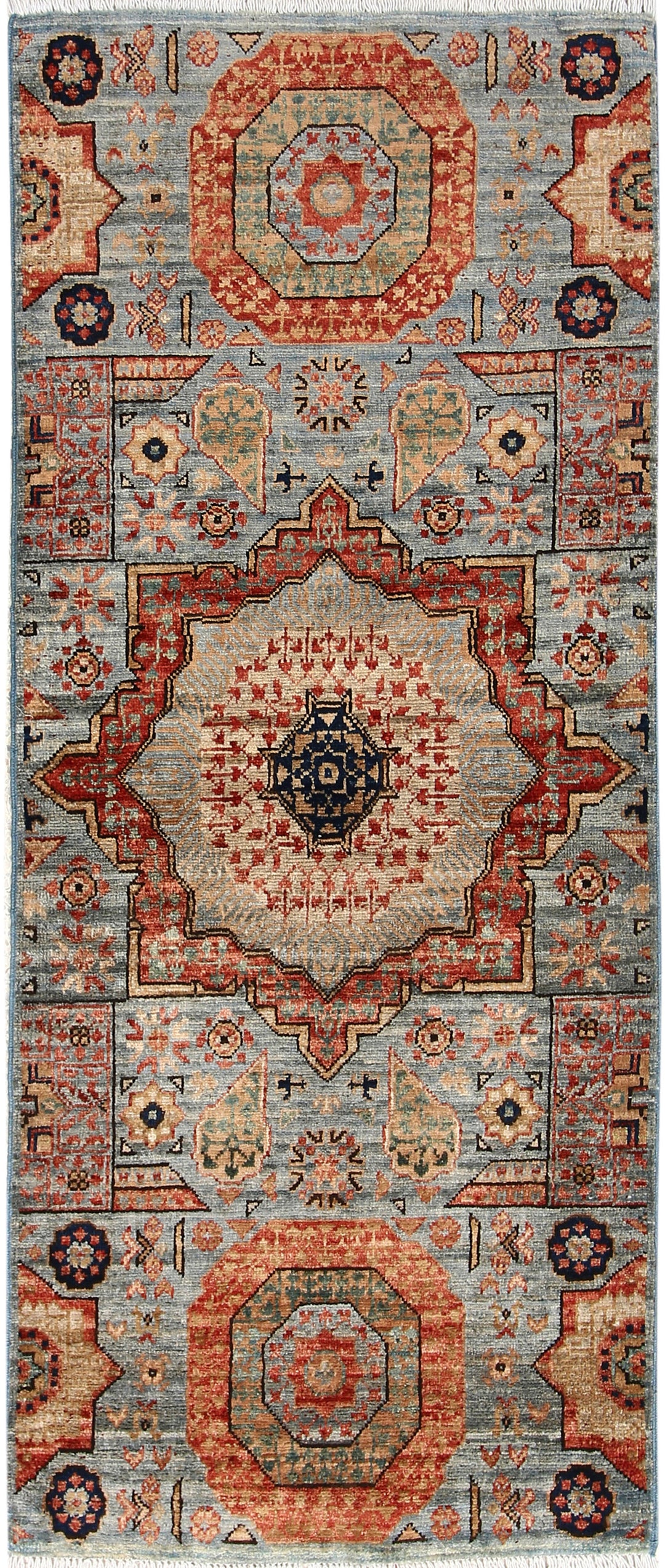 Cadet Blue Mamluk 2' x 4' 10 - No. 65967 - ALRUG Rug Store