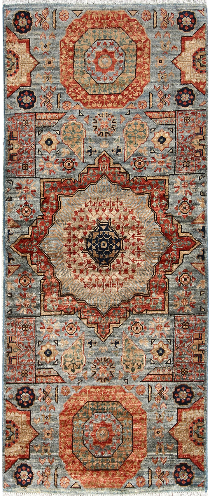 Cadet Blue Mamluk 2' x 4' 10 - No. 65967 - ALRUG Rug Store