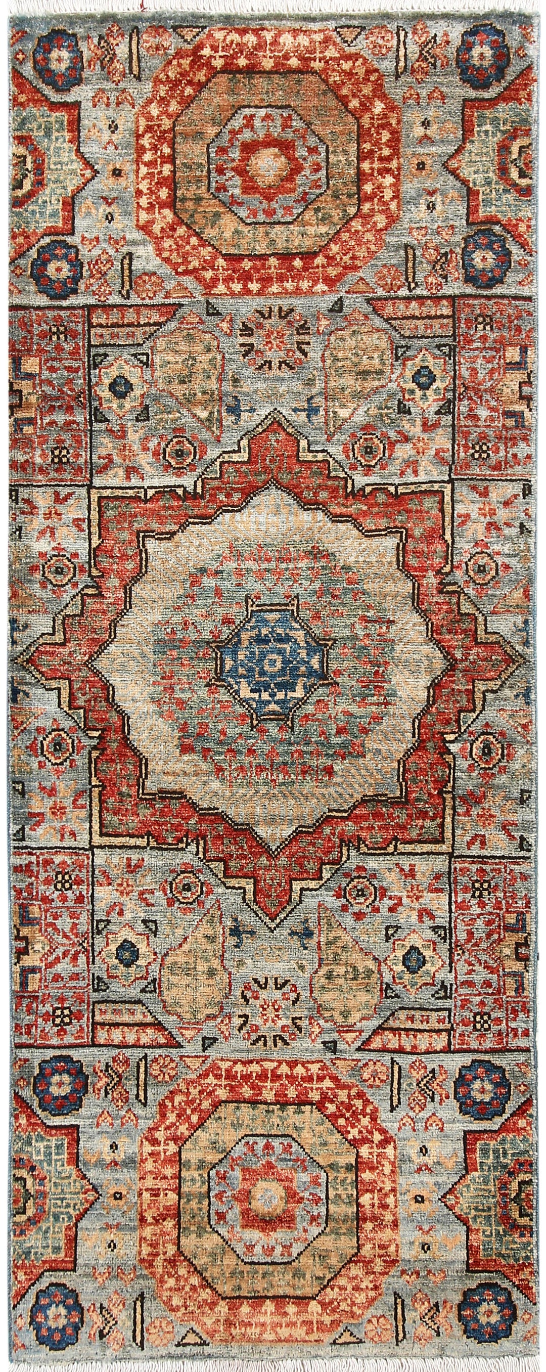 Cadet Blue Mamluk 2' x 5' 3 - No. 65986 - ALRUG Rug Store