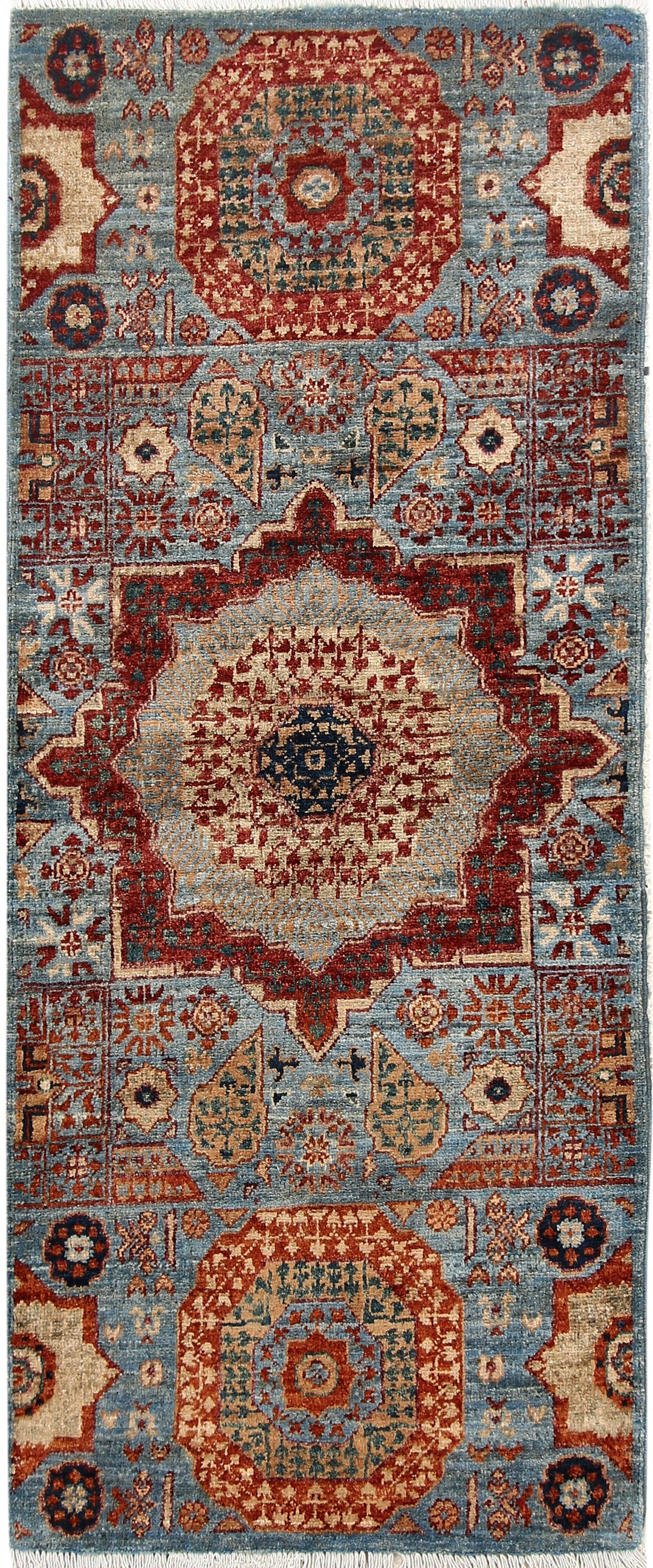 Light Slate Grey Mamluk 2' x 4' 10 - No. 66007 - ALRUG Rug Store