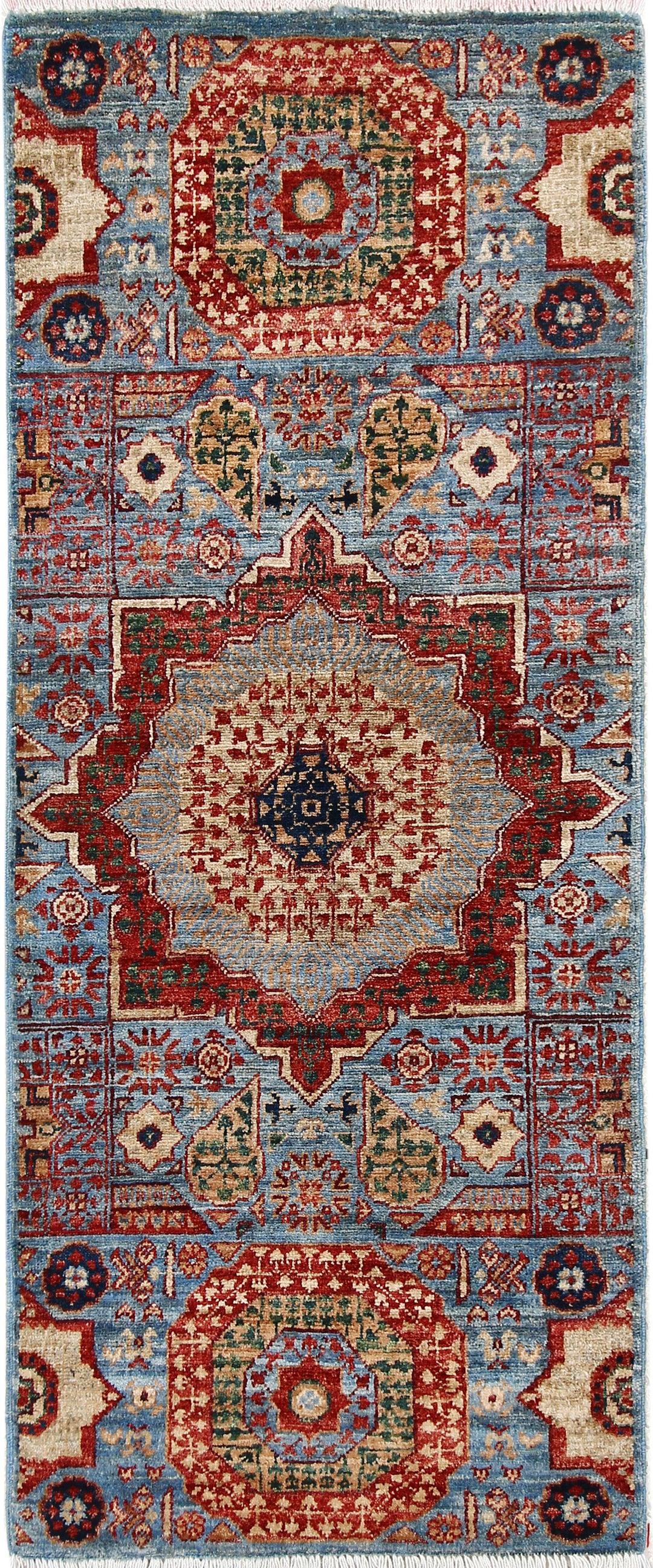 Steel Blue Mamluk 1' 10 x 4' 9 - No. 66032 - ALRUG Rug Store