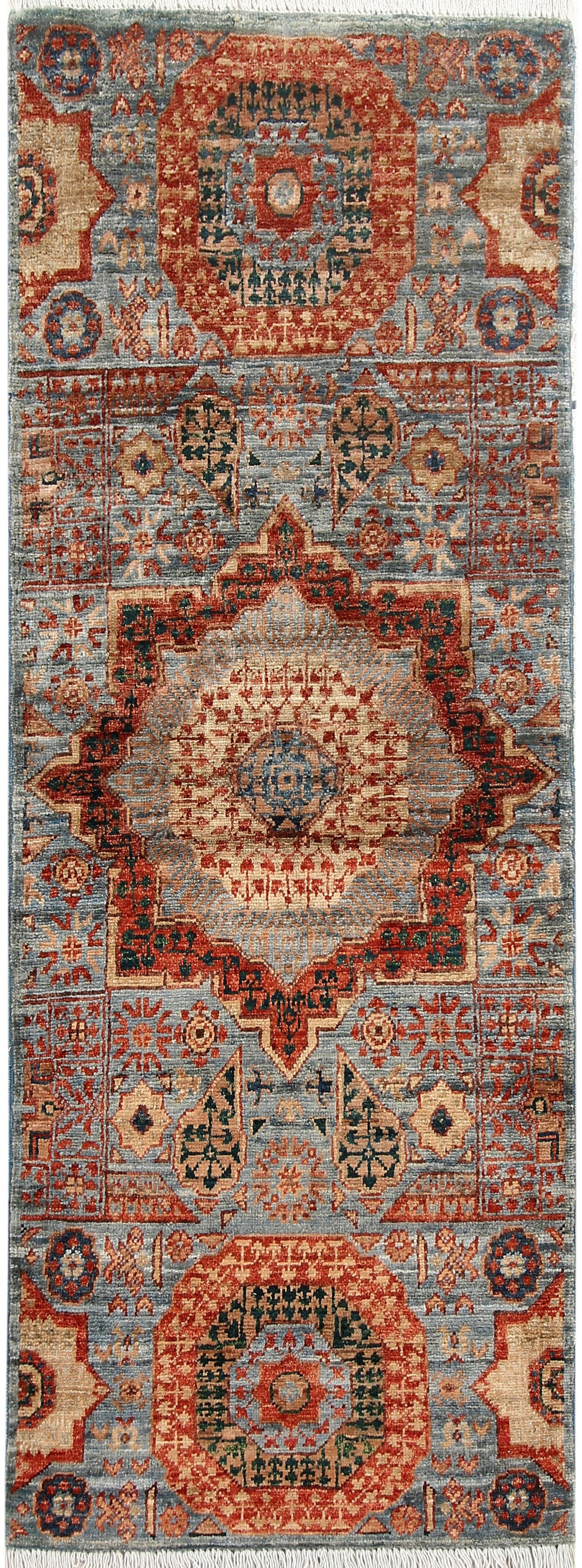 Cadet Blue Mamluk 1' 11 x 4' 9 - No. 66054 - ALRUG Rug Store