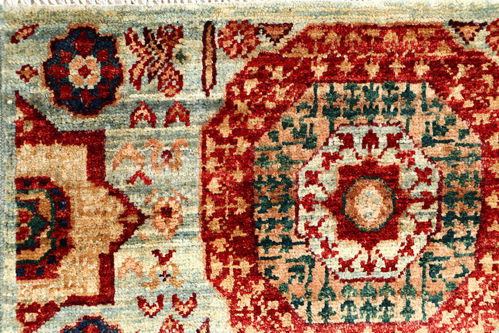 Cadet Blue Mamluk 2' x 5' 3 - No. 66059 - ALRUG Rug Store