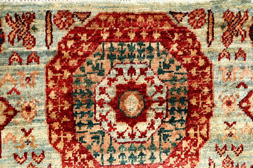 Cadet Blue Mamluk 2' x 5' 3 - No. 66059 - ALRUG Rug Store