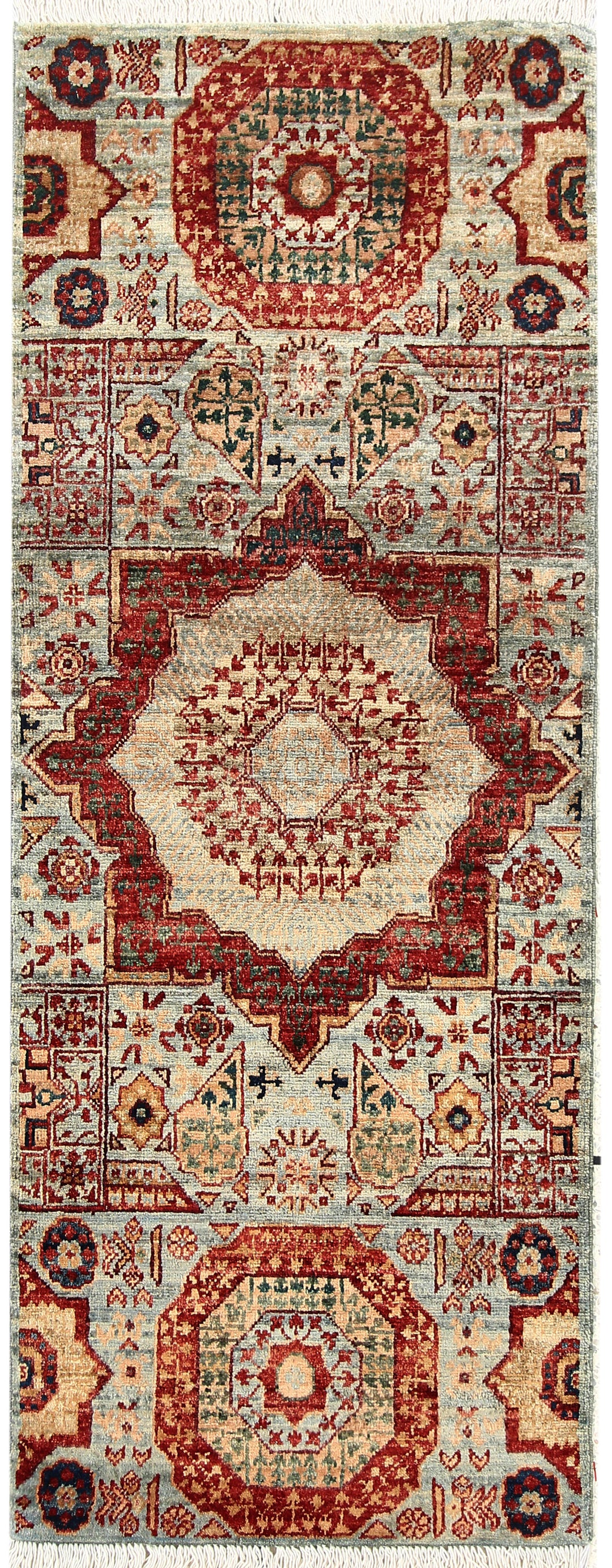 Cadet Blue Mamluk 2' x 5' 3 - No. 66059 - ALRUG Rug Store