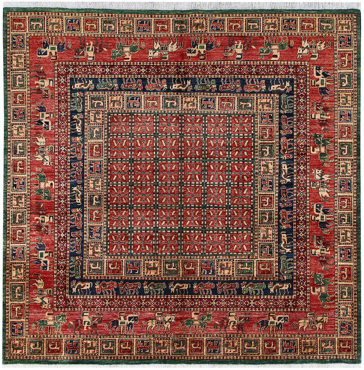 Multi Colored Ziegler 6' 11 x 6' 9 - No. 66151 - ALRUG Rug Store