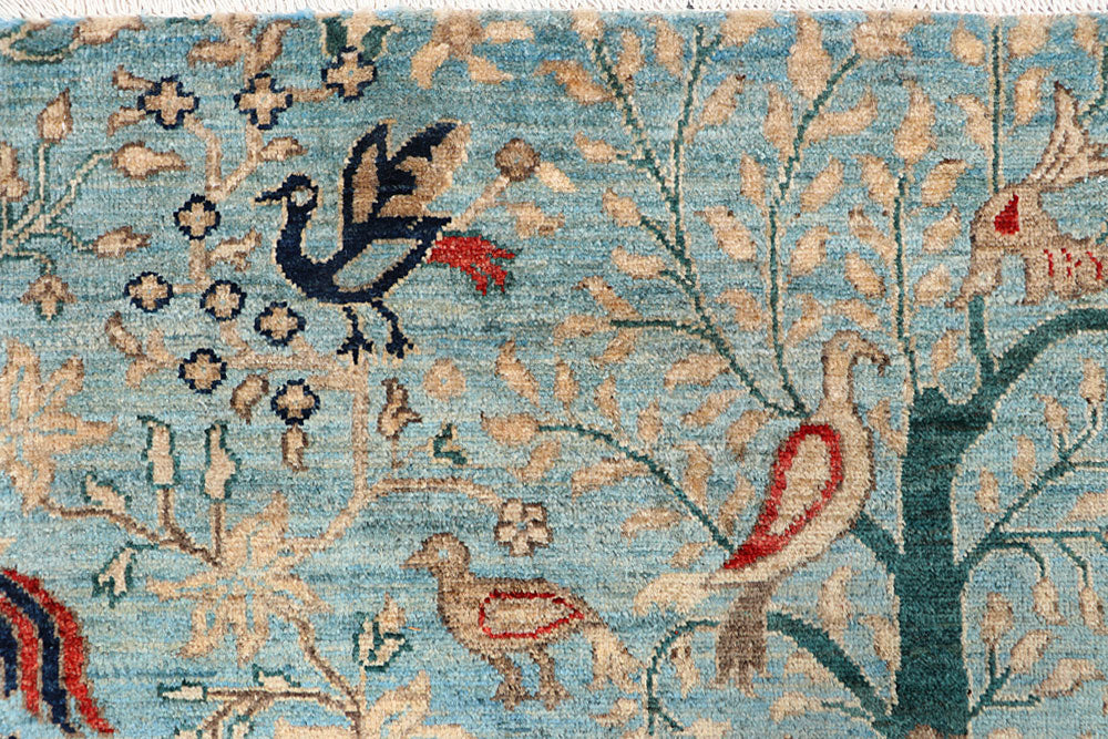 Powder Blue Hunting 10' x 13' 9 - No. 66209 - ALRUG Rug Store