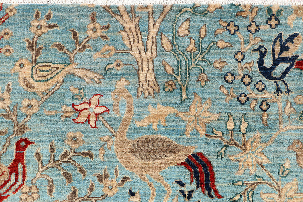Powder Blue Hunting 10' x 13' 9 - No. 66209 - ALRUG Rug Store