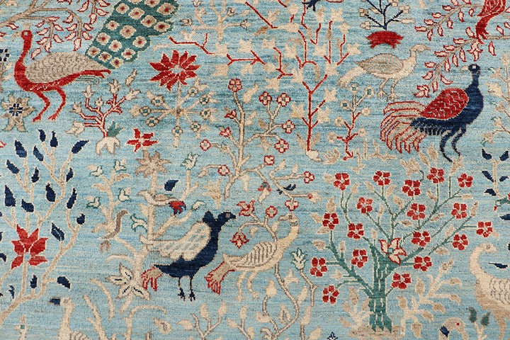 Powder Blue Hunting 10' x 13' 9 - No. 66209 - ALRUG Rug Store