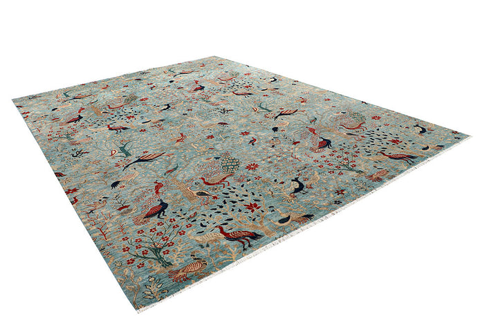 Powder Blue Hunting 10' x 13' 9 - No. 66209 - ALRUG Rug Store