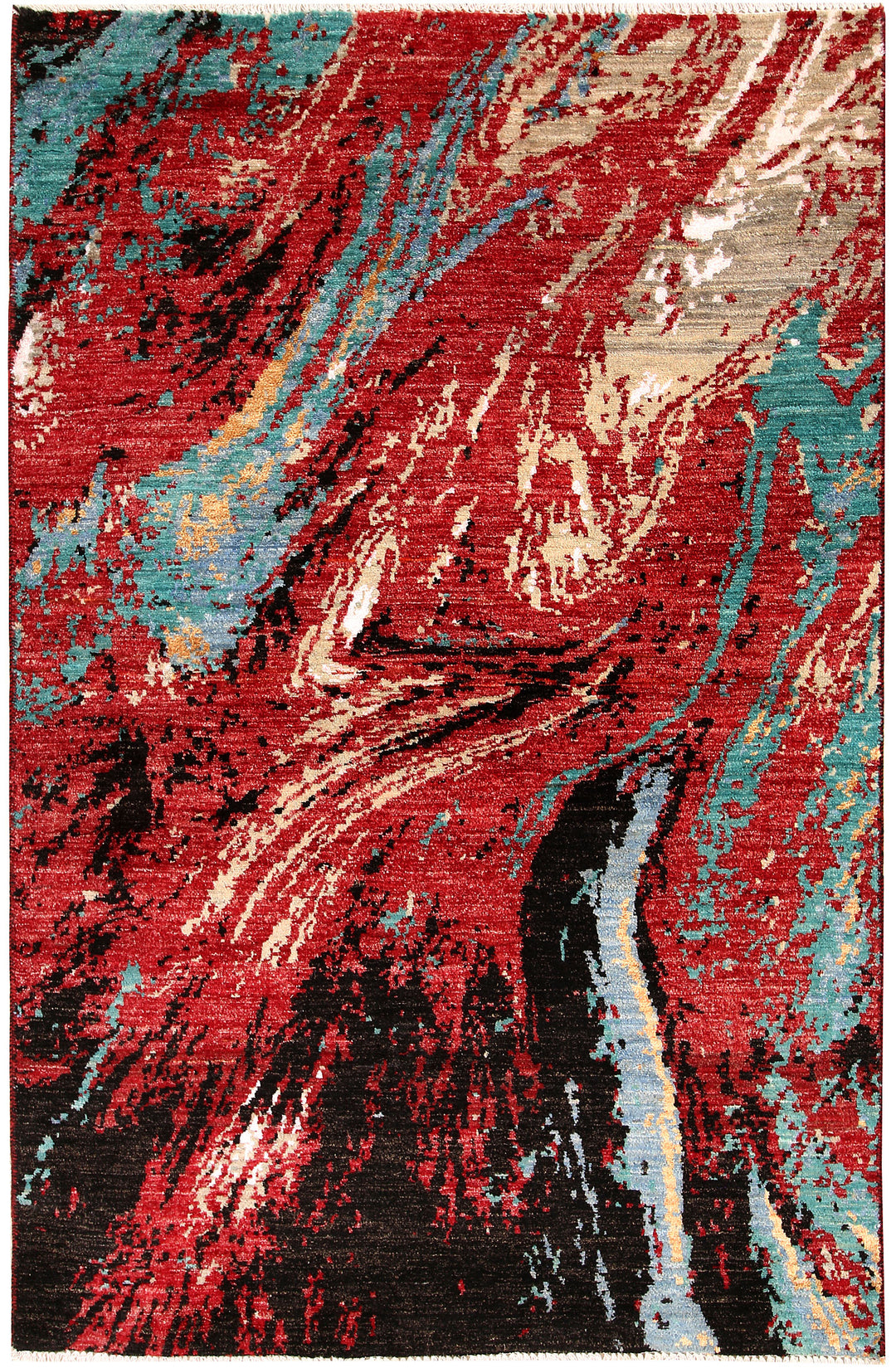 Afghan Abstract Rug 4' 1 x 6' 6 Hand-Knotted