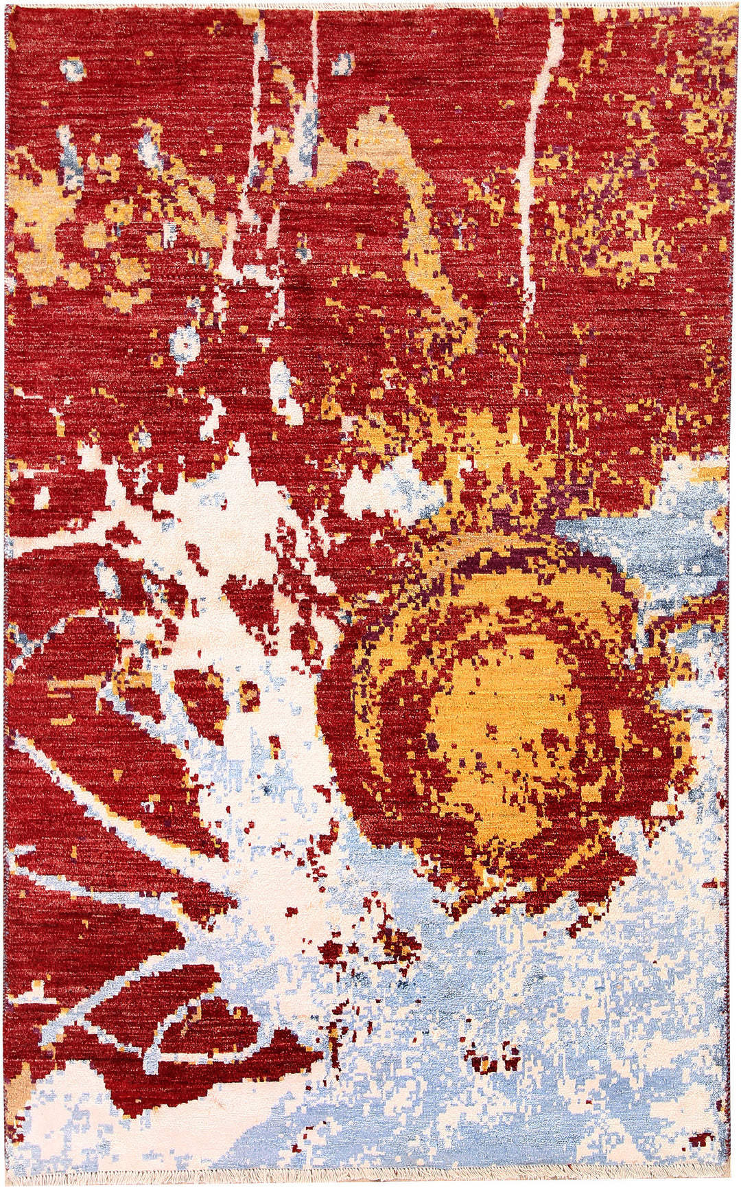 Afghan Abstract Rug 4' 1 x 6' 4 Hand-Knotted