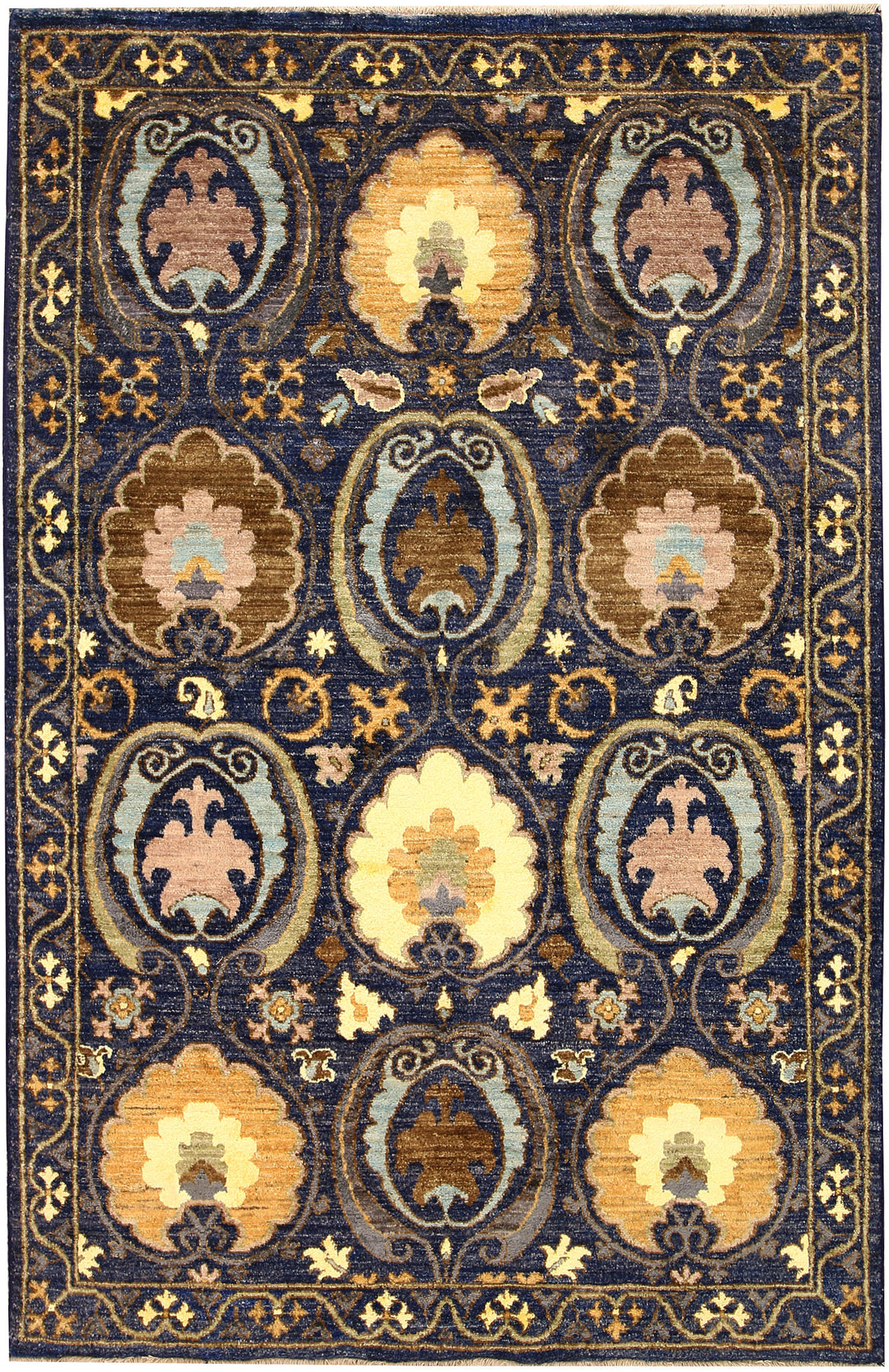 Afghan Abstract Rug 4' x 6' 3 Hand-Knotted