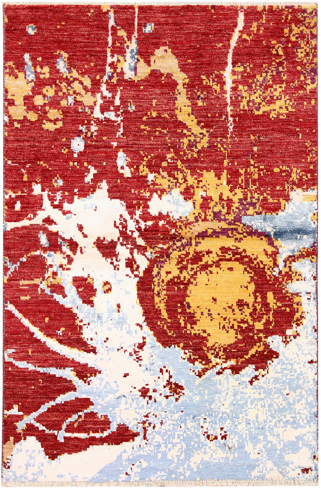 Afghan Abstract Rug 4' 1 x 6' 3 Hand-Knotted