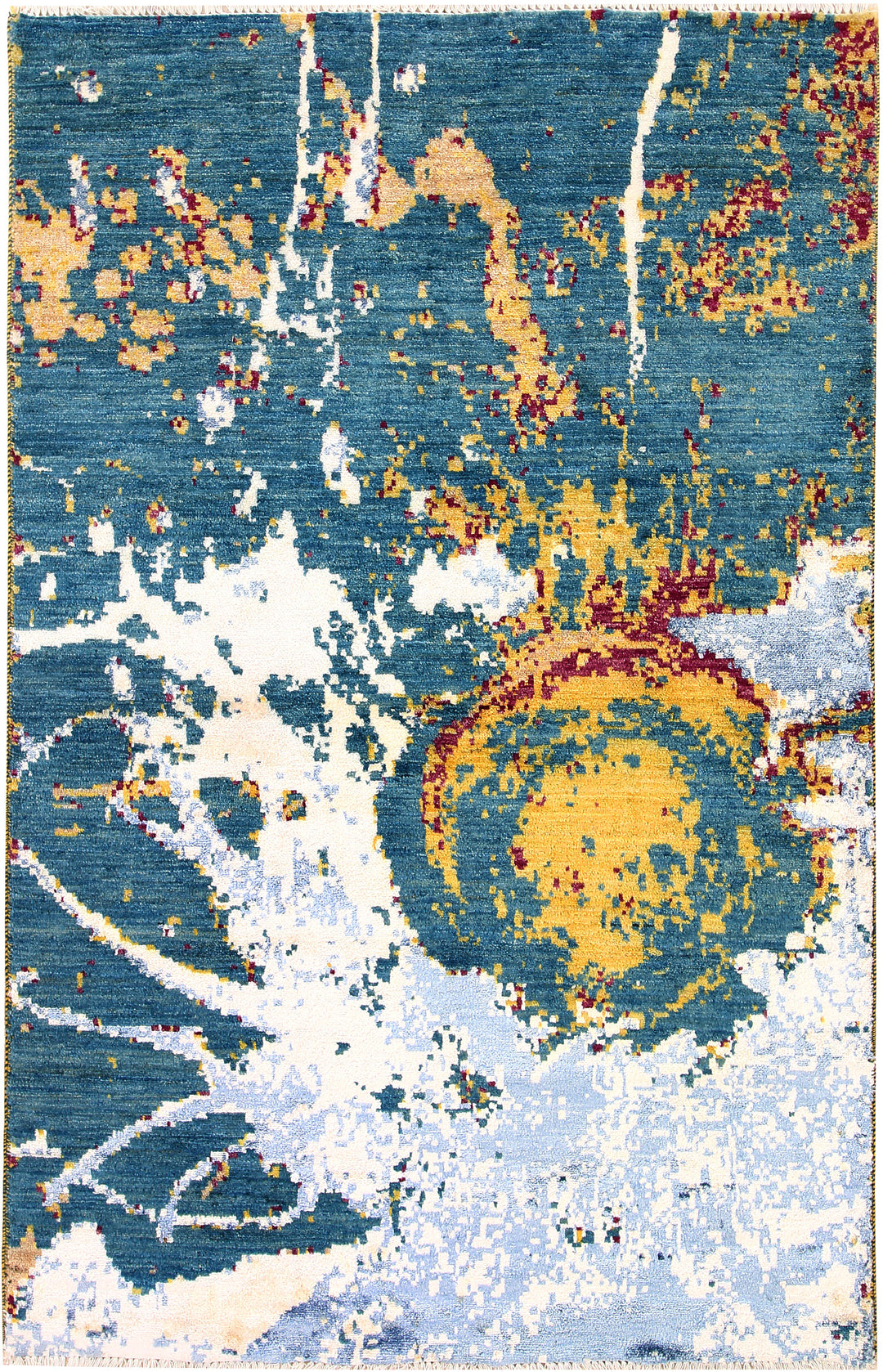 Afghan Abstract Rug 4'1" x 6'4" Hand-Knotted