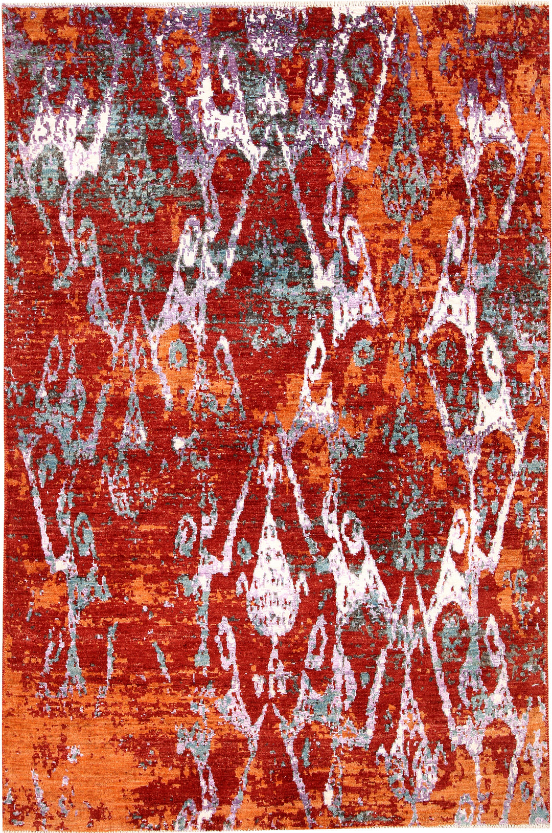 Afghan Abstract Rug 4' 6" x 6' 11" Hand-Knotted