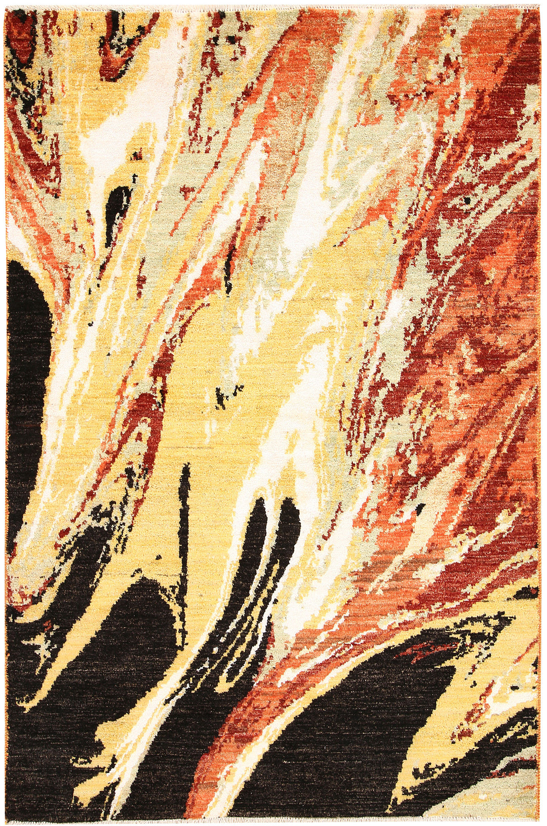 Afghan Abstract Rug 4' 1 x 6' 2 Hand-Knotted