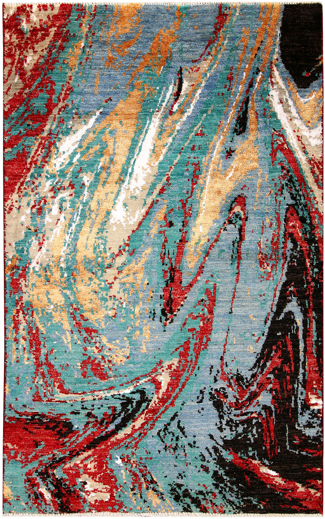 Afghan Abstract Rug 4' 1 x 6' 5 Hand-Knotted