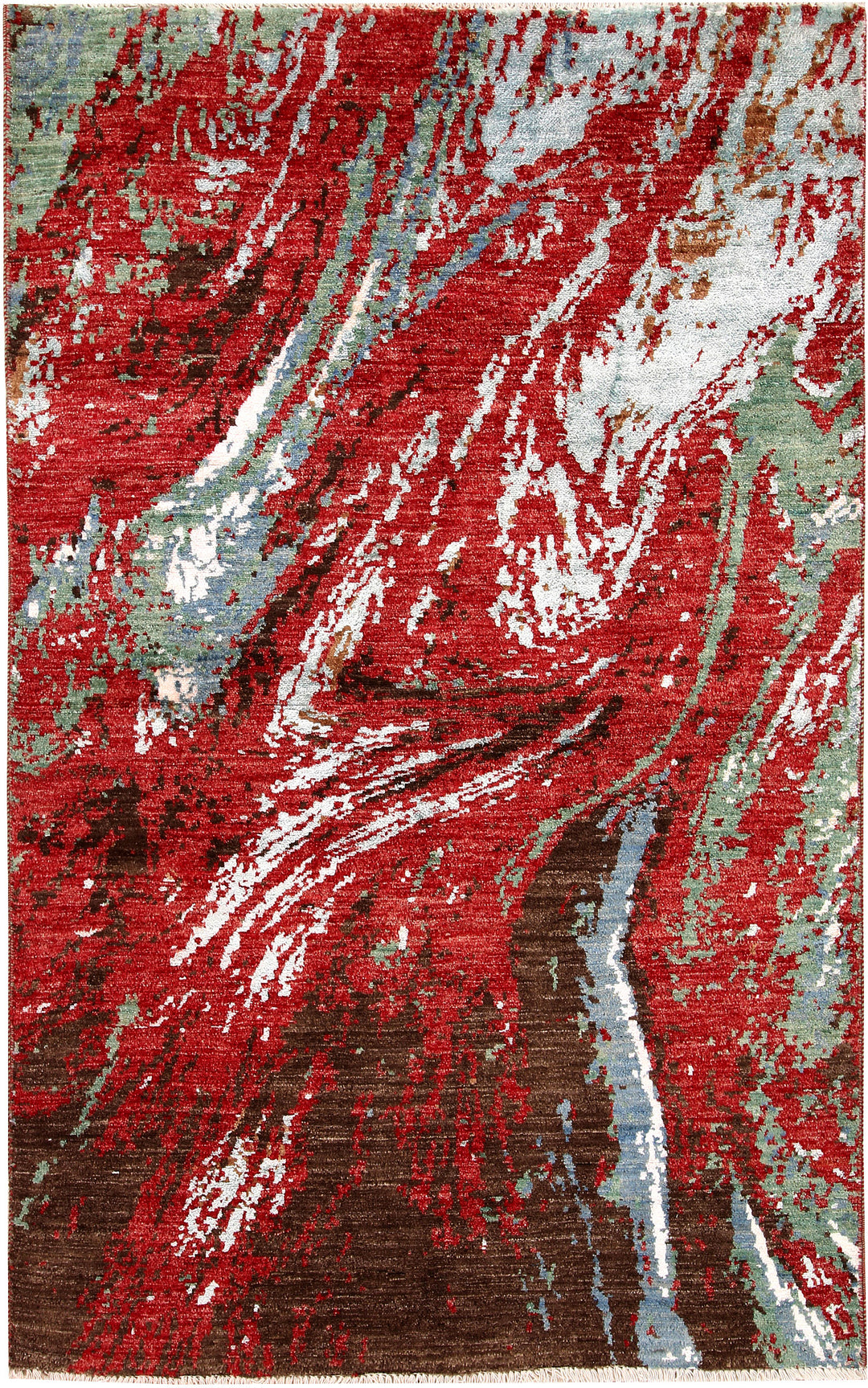 Afghan Abstract Rug 4' 1" x 6' 4" Hand-Knotted
