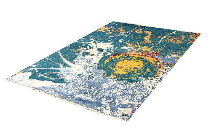 Multi Colored Abstract 4'  2" x 6'  3" - No. QA81822