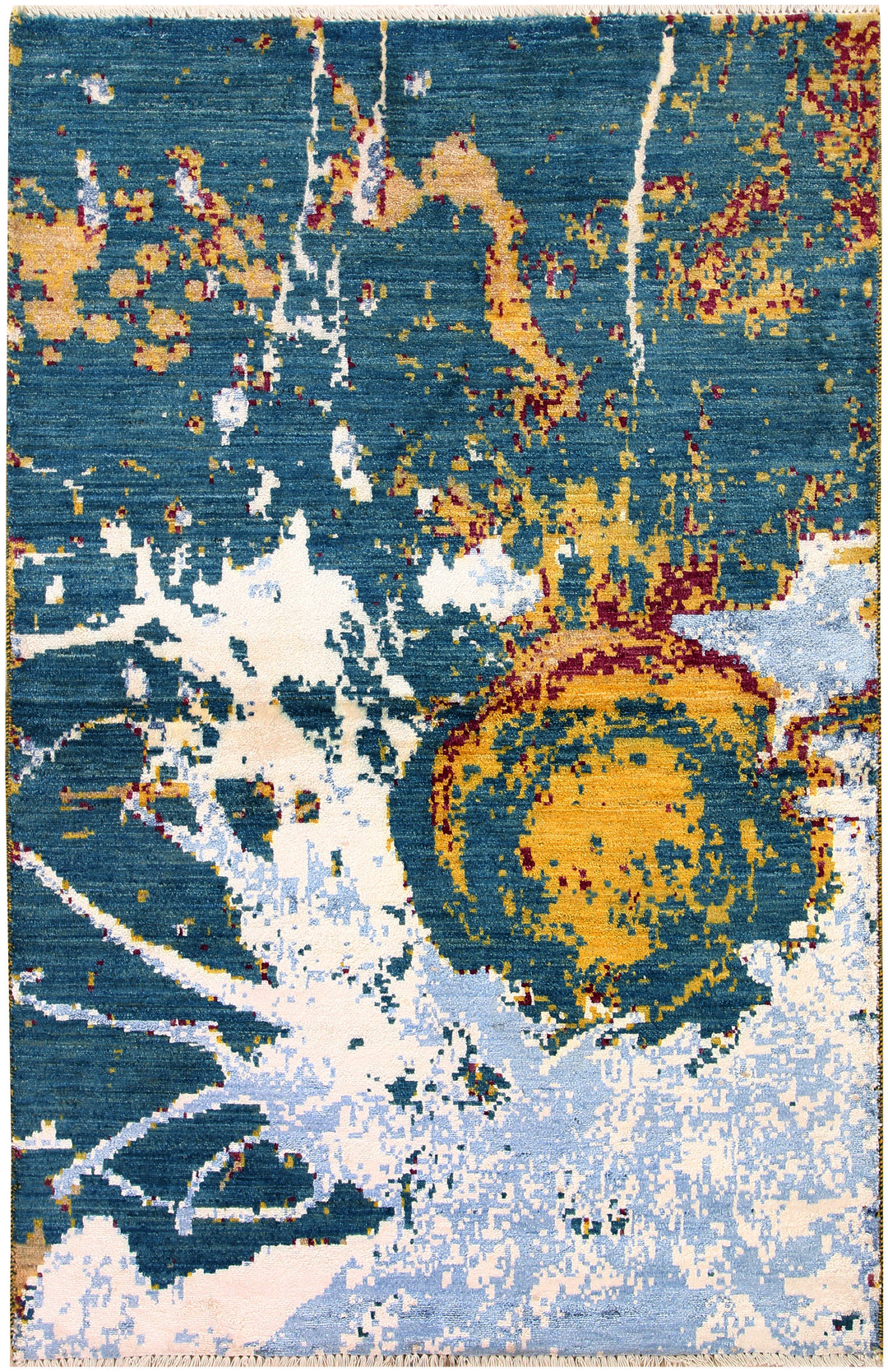 Afghan Abstract Rug 4'2" x 6'3" Hand-Knotted