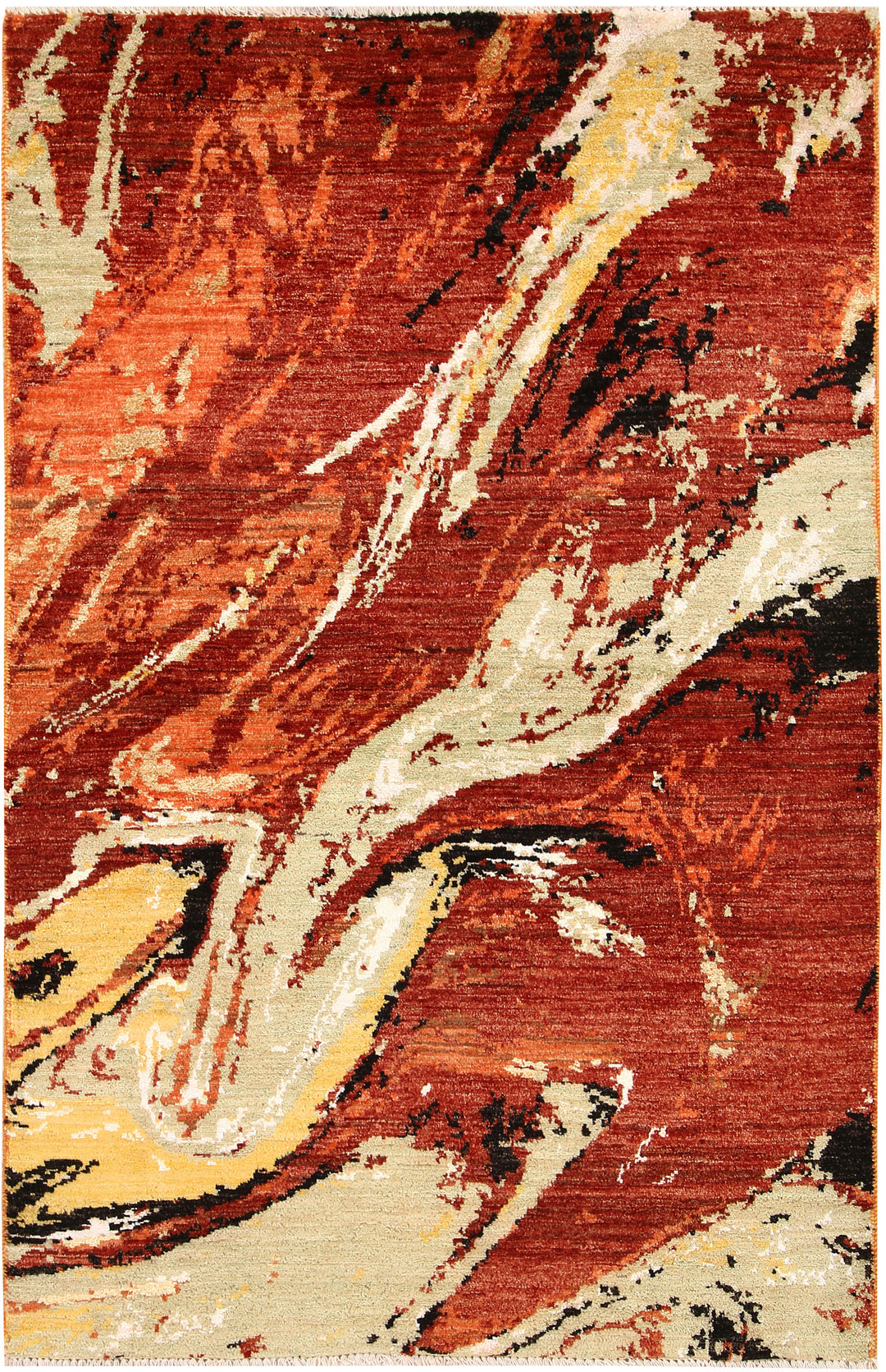 Afghan Abstract Rug 4' 1 x 6' 3 Hand-Knotted