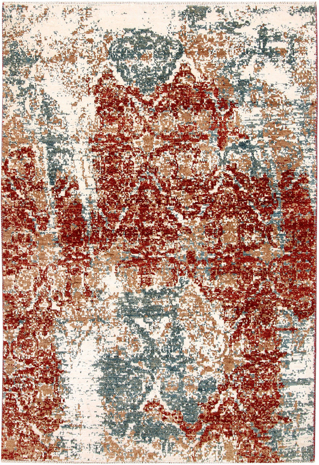 Afghan Oriental Abstract Rug 3' 10 x 5' 9 Hand-Knotted