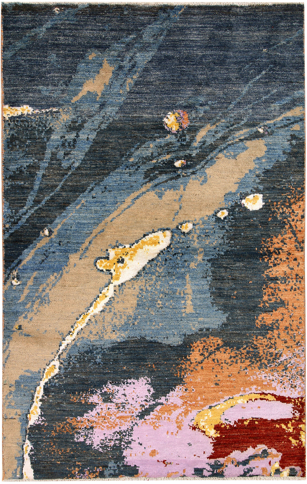 Afghan Abstract Rug 4' 1 x 6' 5 Hand-Knotted