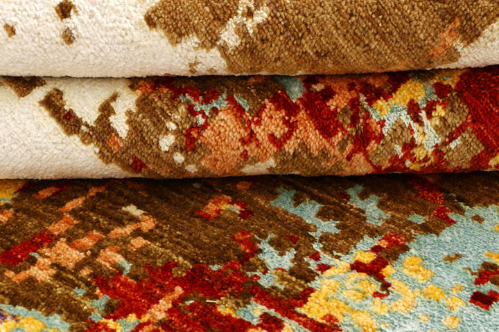 Multi Colored Abstract 4'  2" x 6'  4" - No. QA42716