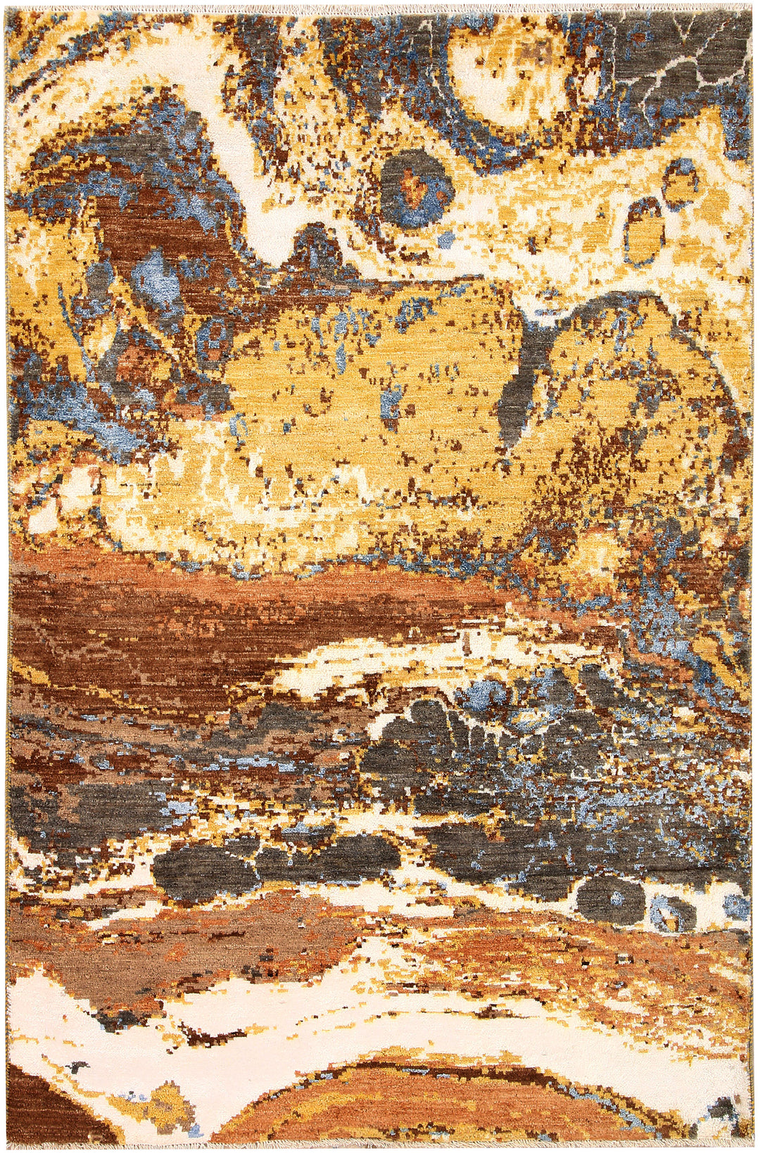 Afghan Abstract Rug 4' 1 x 6' 2 Hand-Knotted