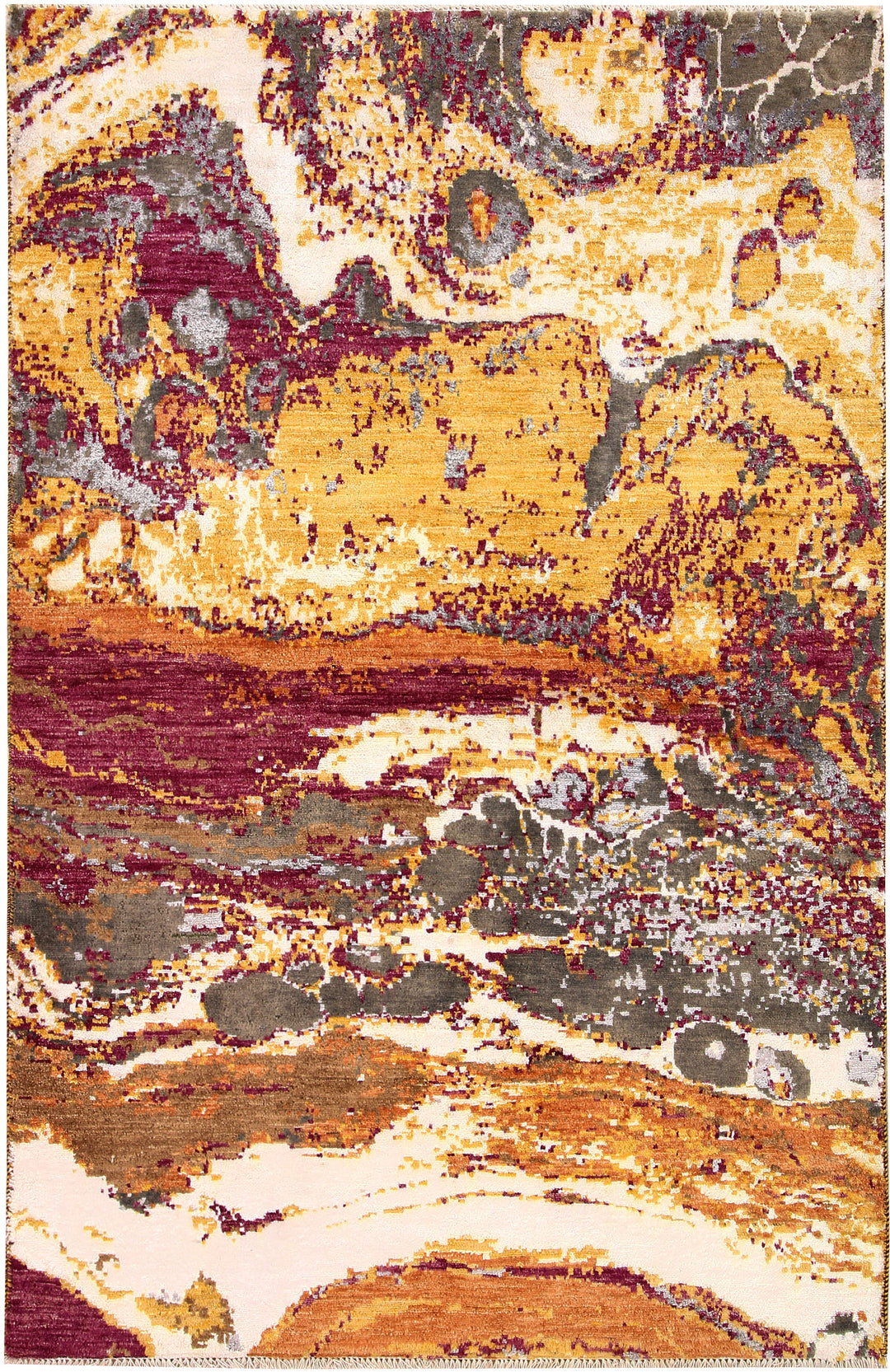 Afghan Abstract Rug 4' 2 x 6' 2 Hand-Knotted