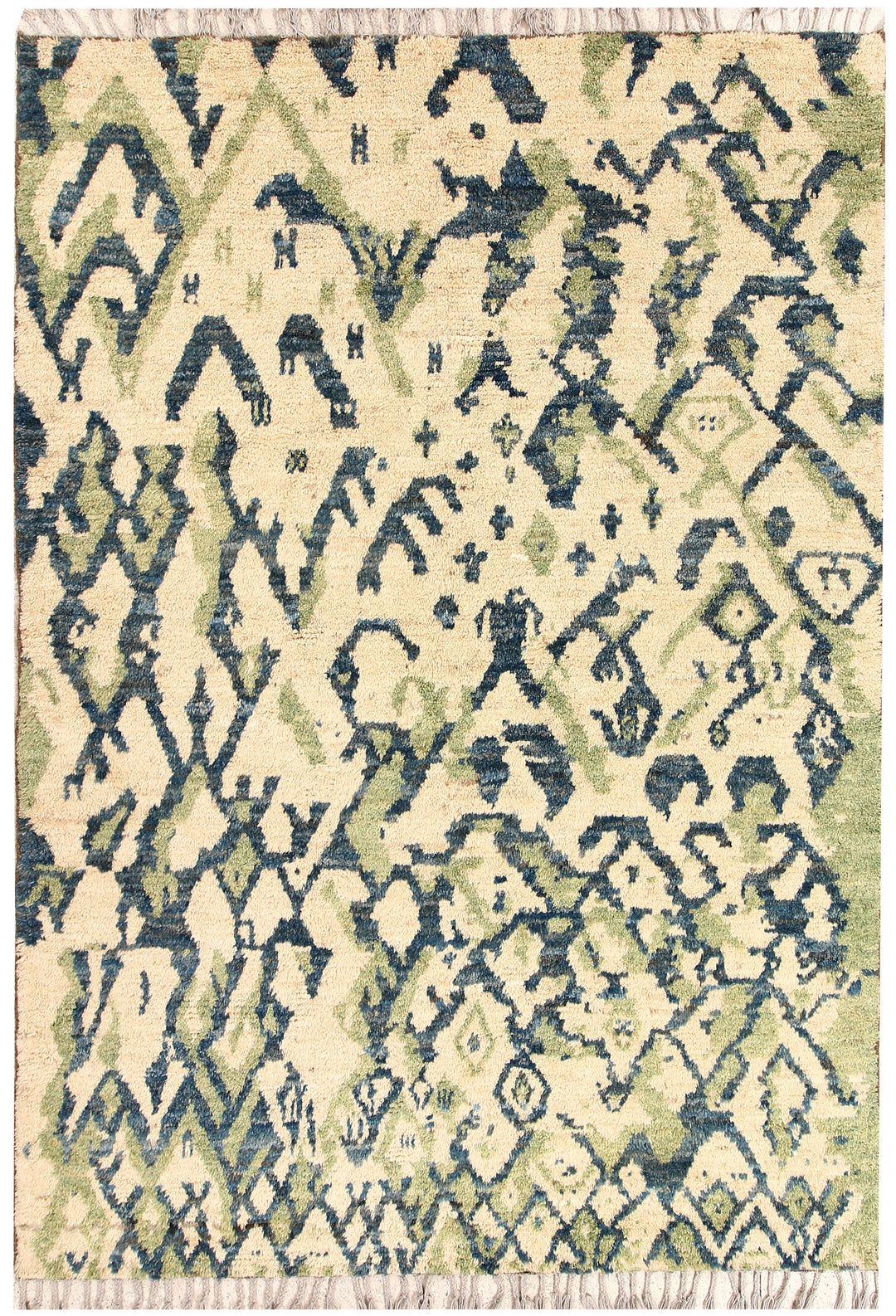 Afghan Abstract Rug 4' 8 x 5' 7 Hand-Knotted