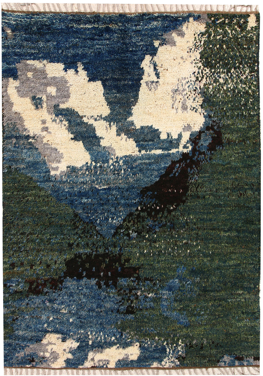 Afghan Abstract Rug 4' 11" x 6' 7" Hand-Knotted