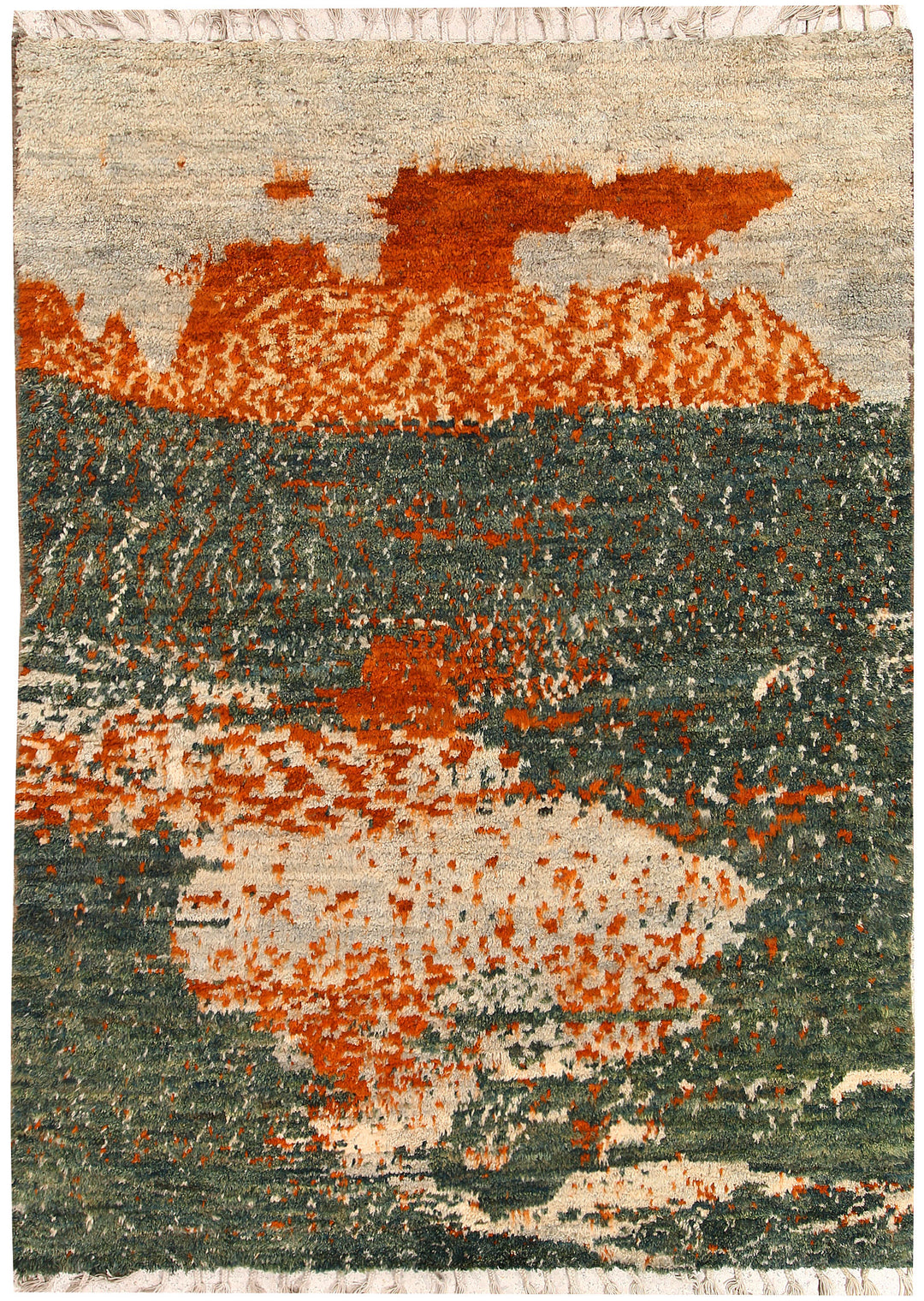 Afghan Abstract Rug 4' 9 x 6' 6 Hand-Knotted