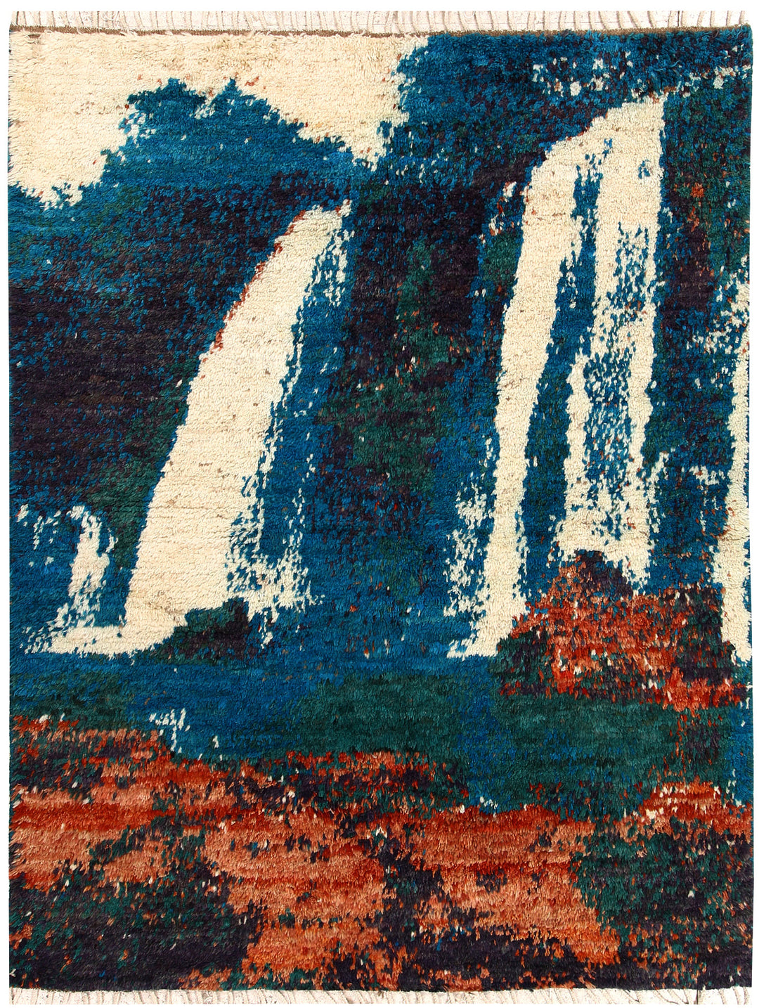 Afghan Abstract Rug 5' x 6' 6" Hand-Knotted