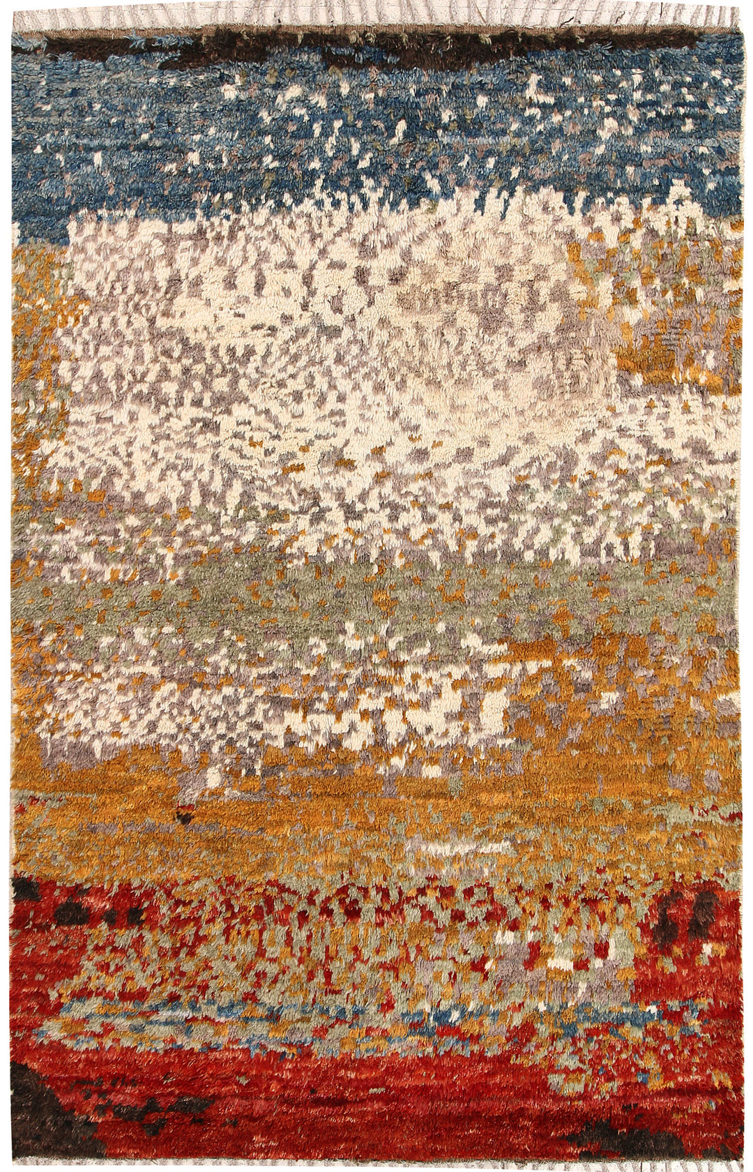 Afghan Abstract Rug 4' 8 x 6' 8 Hand-Knotted