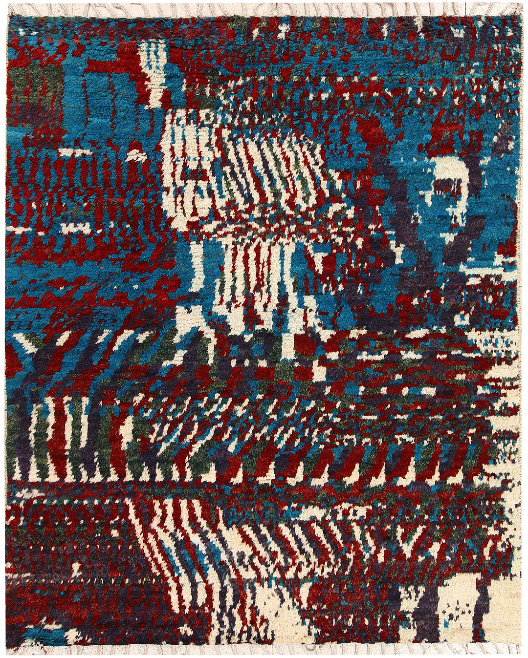 Afghan Abstract Rug 5' 2" x 6' 4" Hand-Knotted