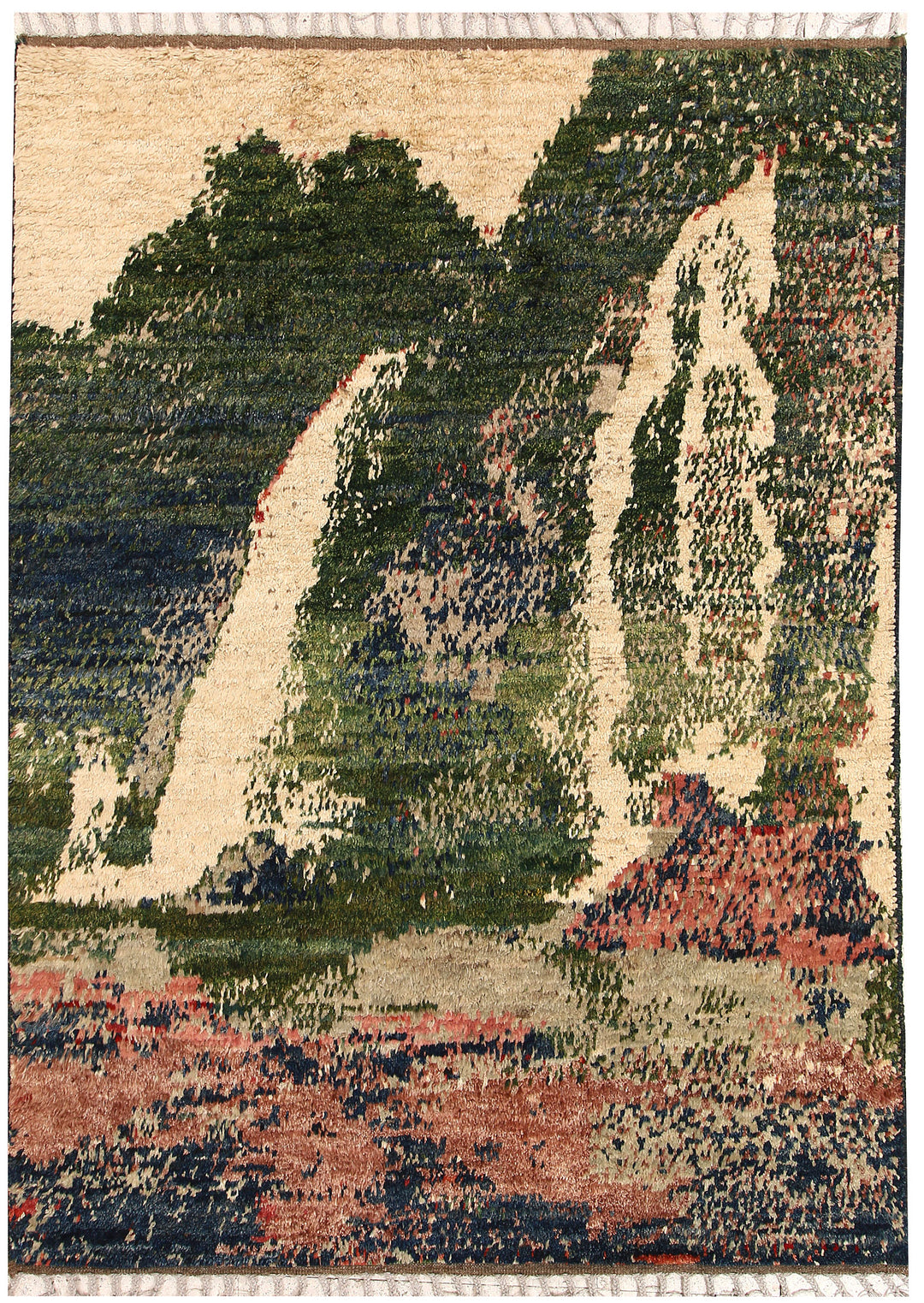 Afghan Abstract Rug 4' 10" x 6' 6" Hand-Knotted