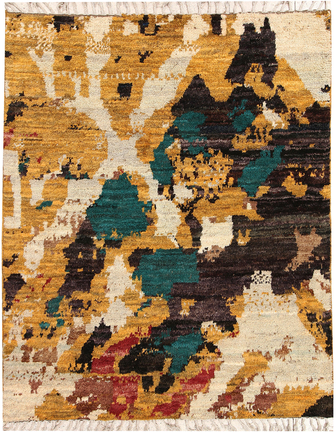 Afghan Abstract Rug 5' x 6' 4" Hand-Knotted
