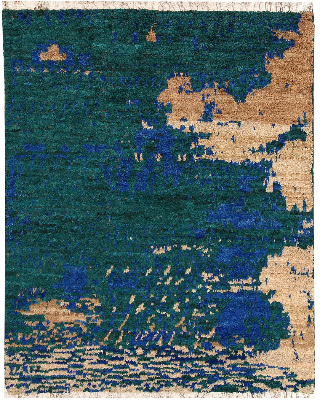 Afghan Abstract Rug 5'1" x 6'5" Hand-Knotted