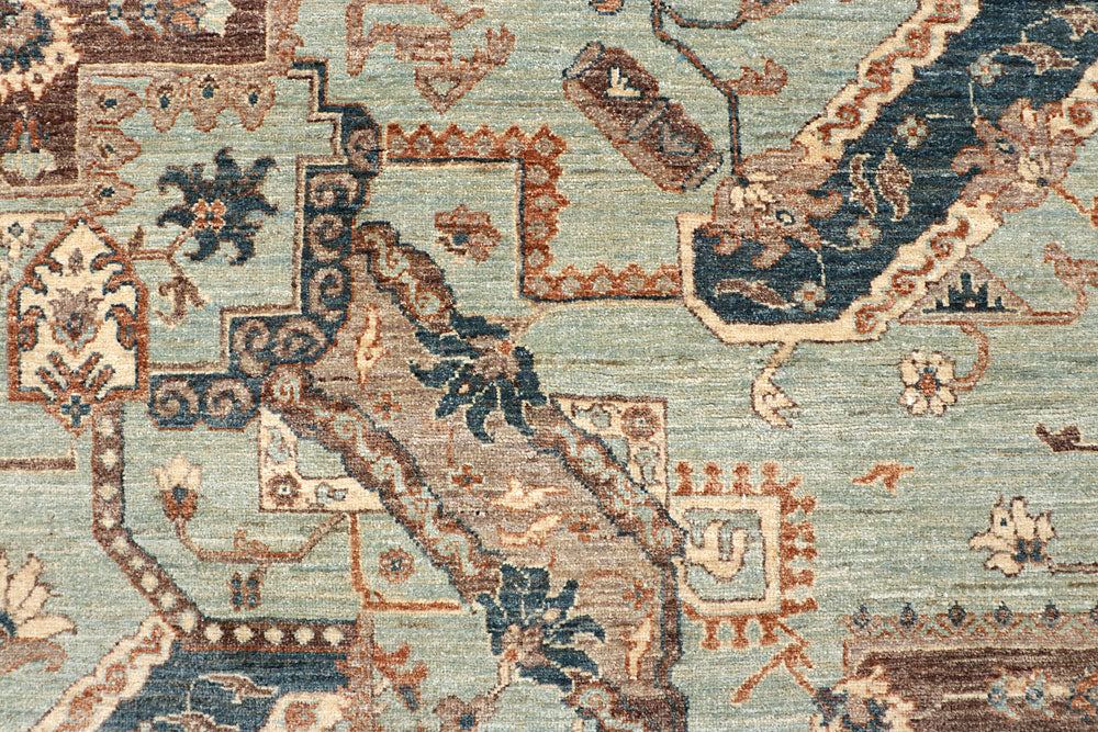 Dark Sea Green Ziegler 7' 10 x 10' - No. 66372 - ALRUG Rug Store