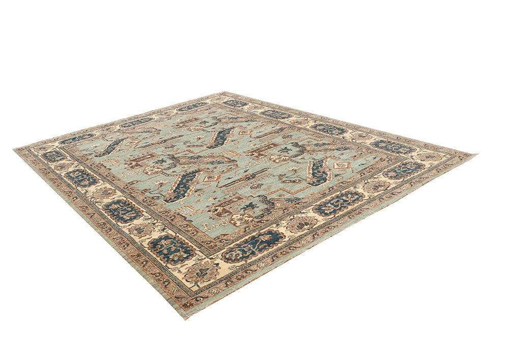 Dark Sea Green Ziegler 7' 10 x 10' - No. 66372 - ALRUG Rug Store