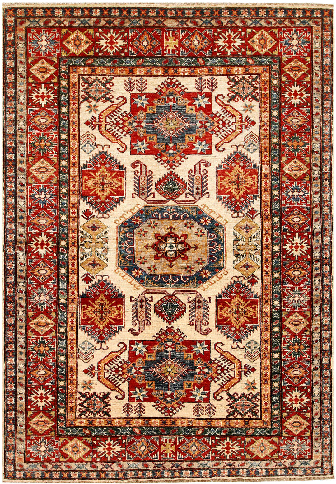 Cornsilk Kazak 5' 7 x 7' 11 - No. 66468 - ALRUG Rug Store