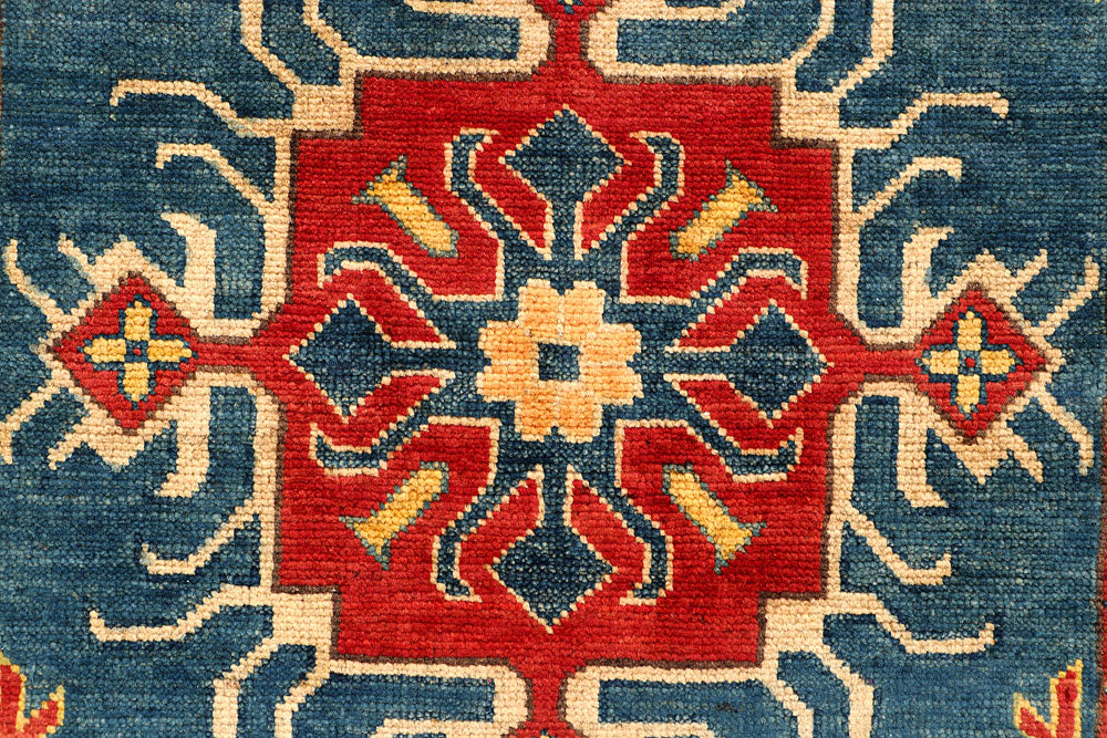 Steel Blue Kazak 3' 1 x 4' 7 - No. 66544 - ALRUG Rug Store