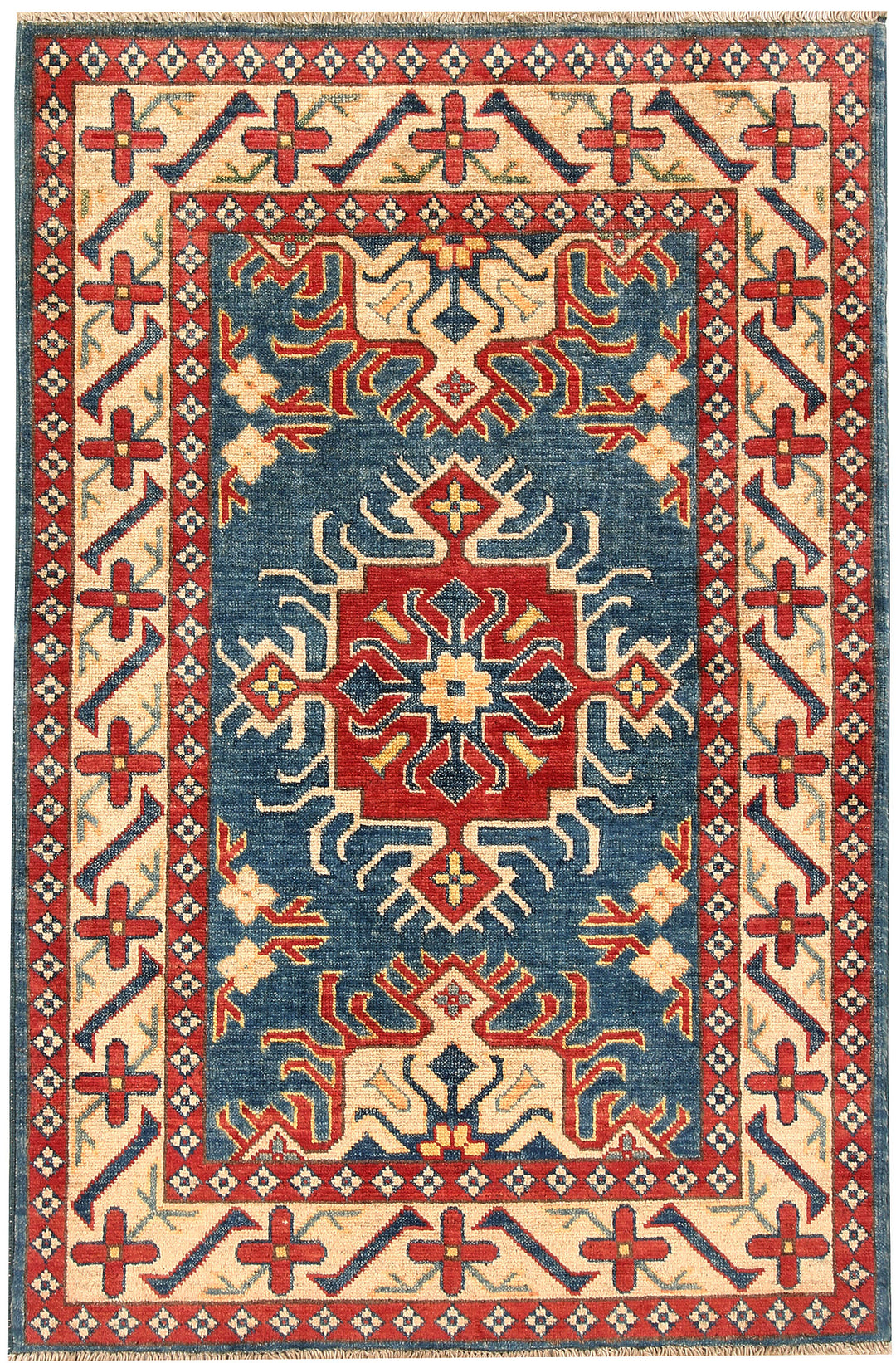 Steel Blue Kazak 3' 1 x 4' 7 - No. 66544 - ALRUG Rug Store